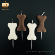 Matching in Colour White & Brown 100% Paraffin Bone Shaped Birthday Candles for Dog